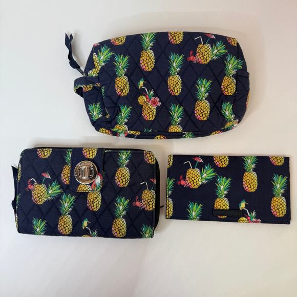 Vera Bradley Toucan Party Cosmetic Case, Turn Lock Wallet, Checkbook Cover Lot - Picture 1 of 13